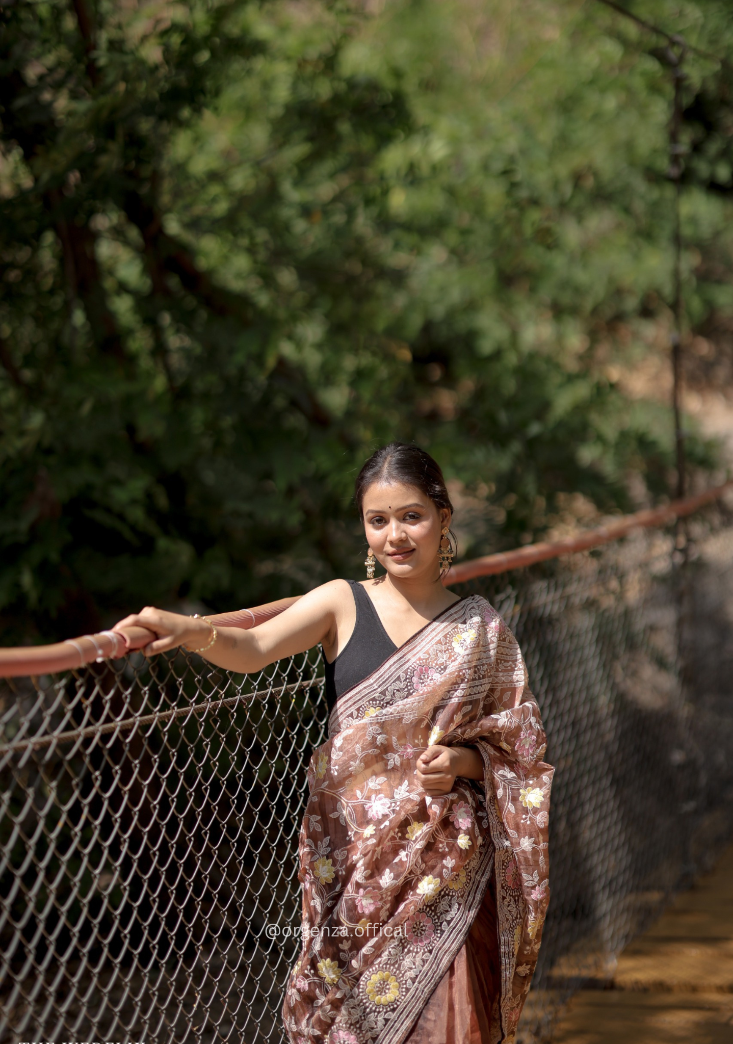Organza Saree With Kashmiri Thread Work - Orgenza Store