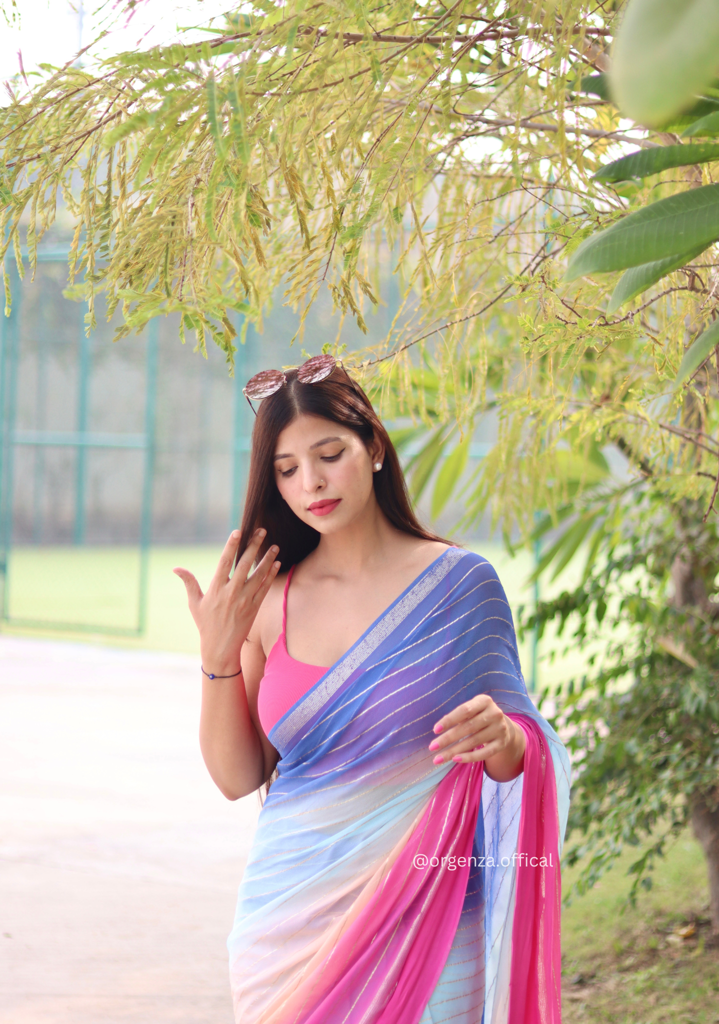 Soft Viscose Gorgette Satin Silk Saree - Orgenza Store