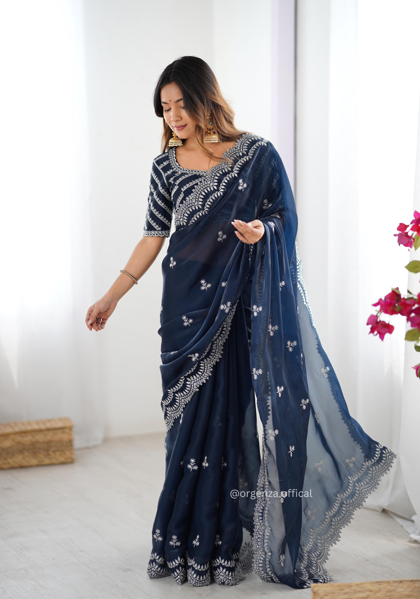 Soft jimmy Choo Silk Saree With Sequence Work - Orgenza Store