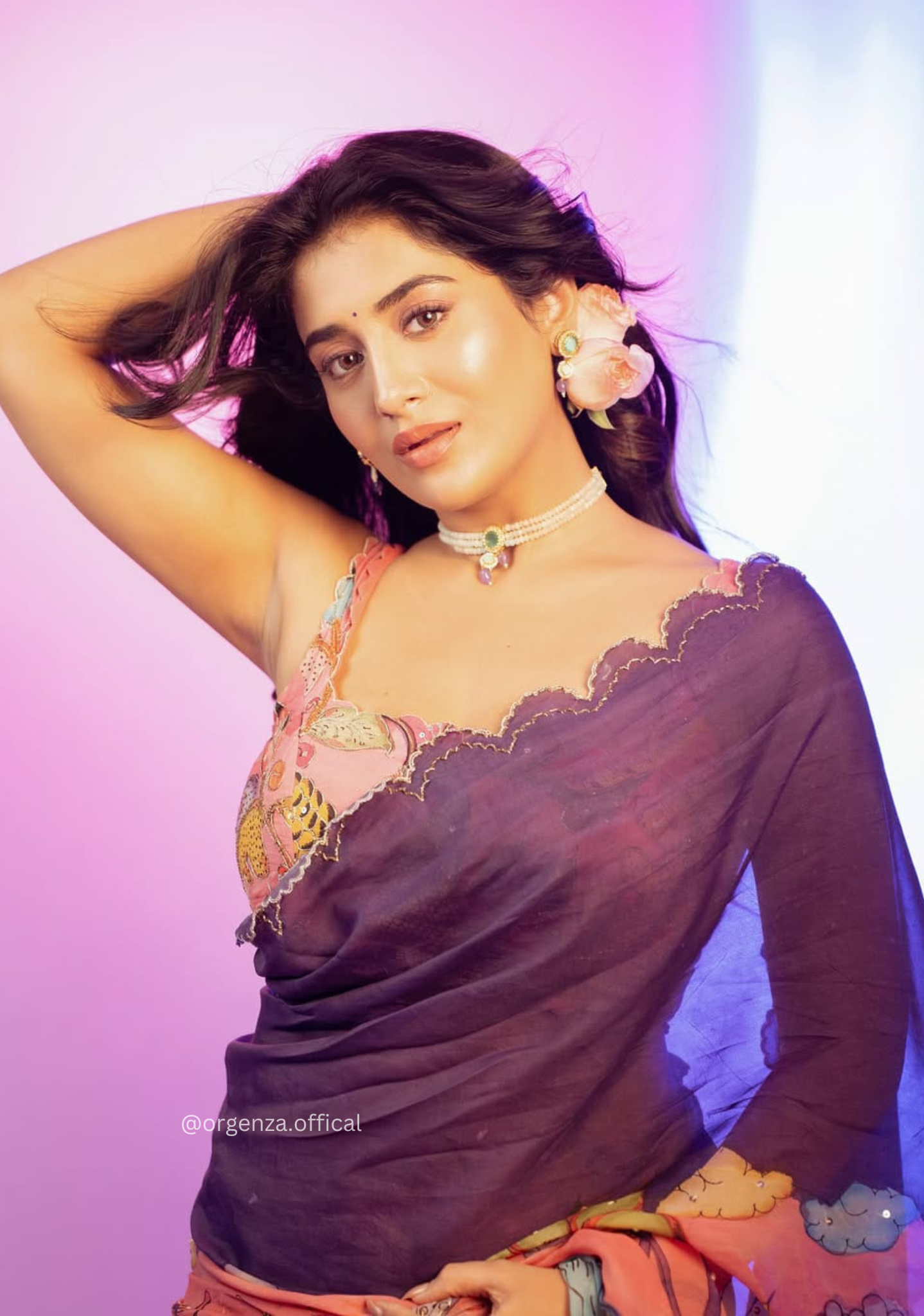 Multi Colour Teby Silk Saree