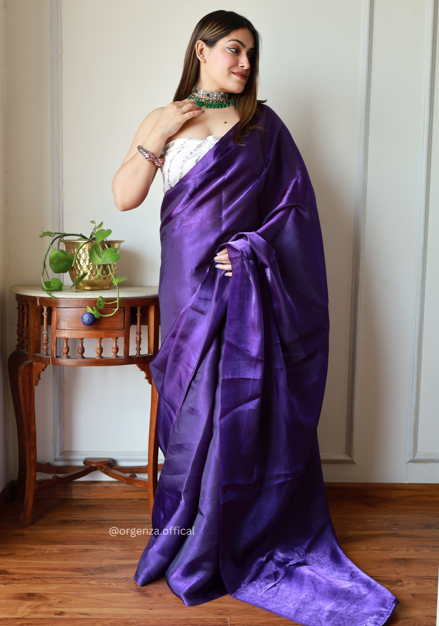 Plain Purple Colour Jimmy Choo Saree - Orgenza Store