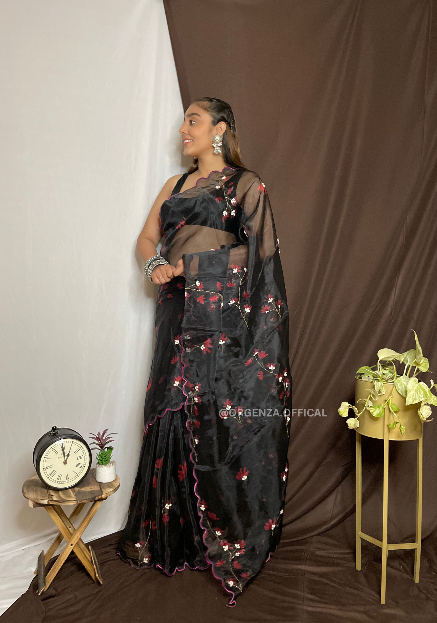 Organza Saree With Khatli Work - Orgenza Store