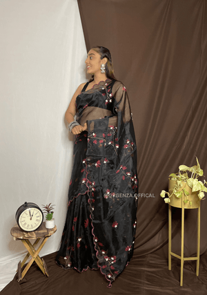 Organza Saree With Khatli Work - Orgenza Store - digisoch