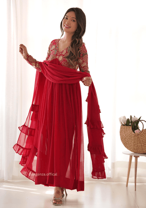 Red Colour Georgette Kurta Set - Orgenza Store - digisoch