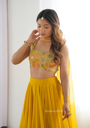 Yellow Colour Georgette Lengha Choli - Orgenza Store