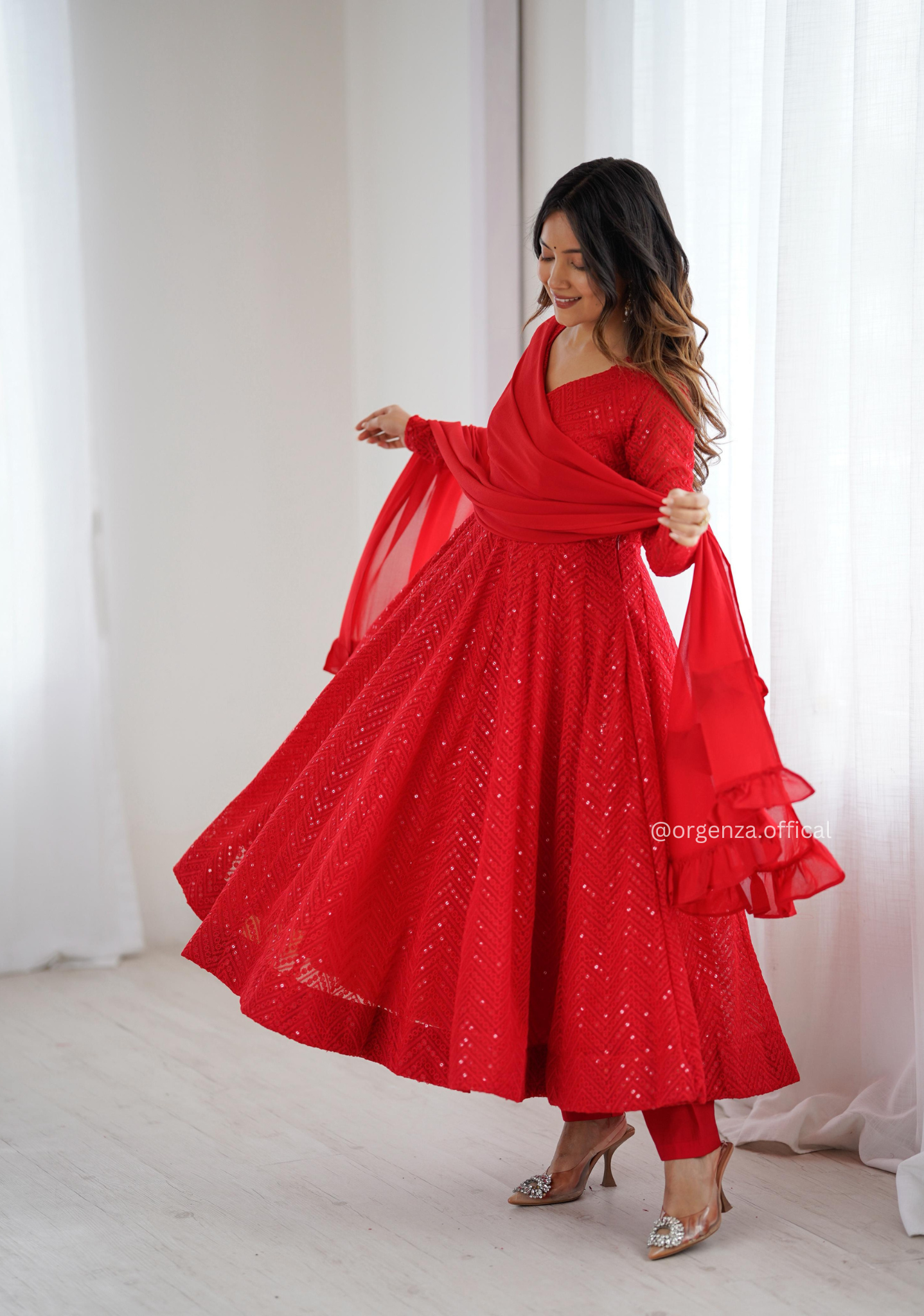 Pure Lukhnowi Sequence Work Anarkali