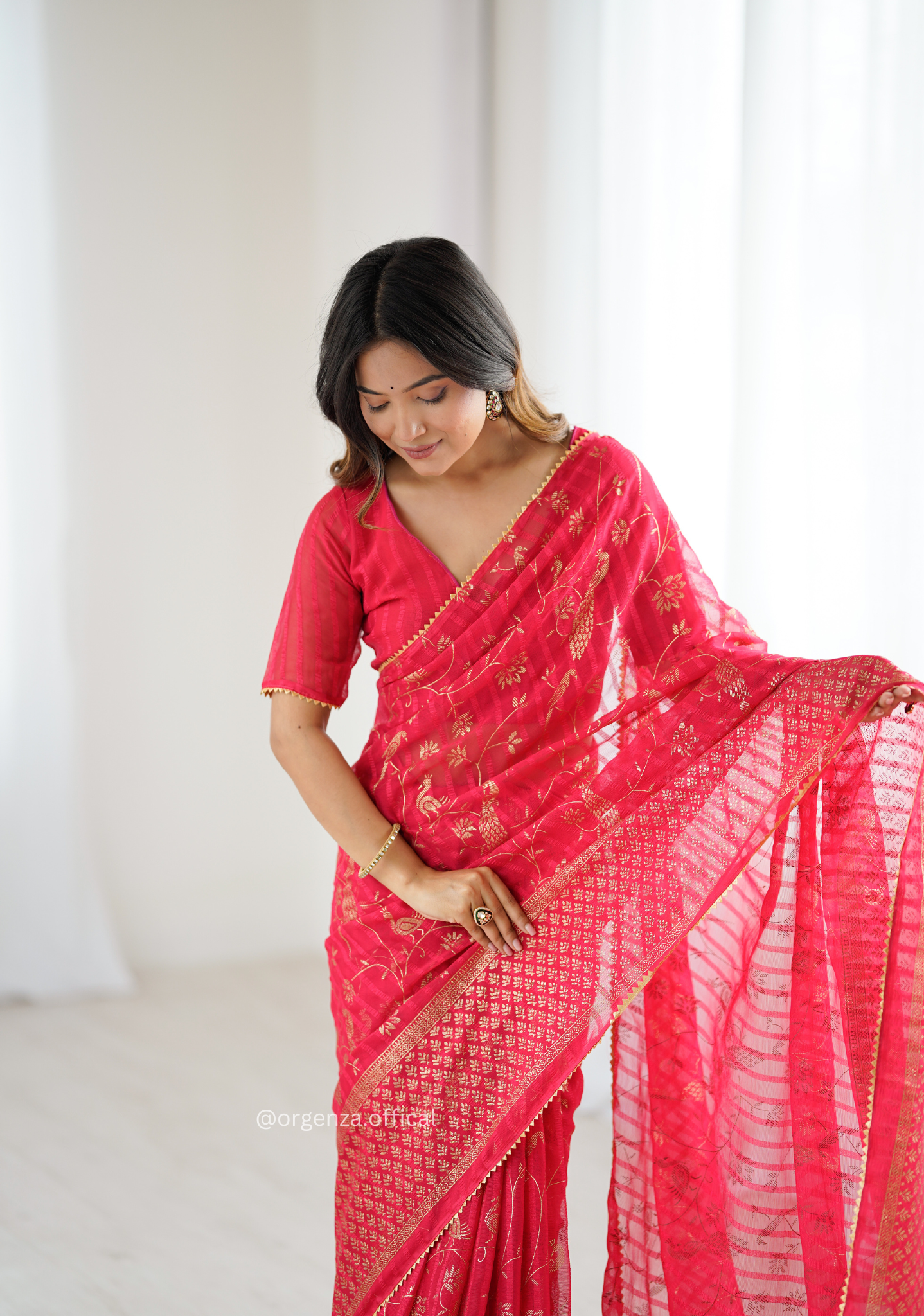 Red Colour Georgette Silk Saree