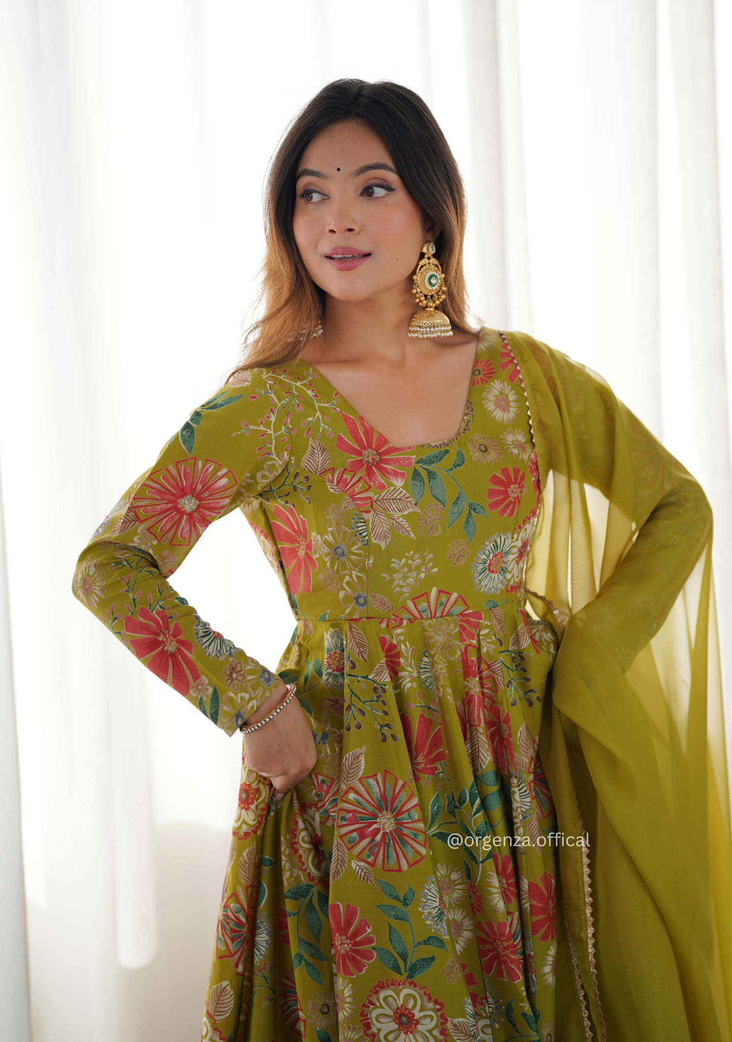 Roman Silk Chanderi Fabric Kediya Kurta With Palazzo Set - Orgenza Store