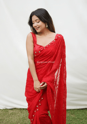 Georgette Silk Saree With Handwork Border - Orgenza Store - digisoch