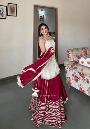 Fendy Silk Mirror Work Kurti Lehenga Set with Georgette Dupatta – Designer Party & Wedding Wear (3 PCS) - Orgenza Store - digisoch