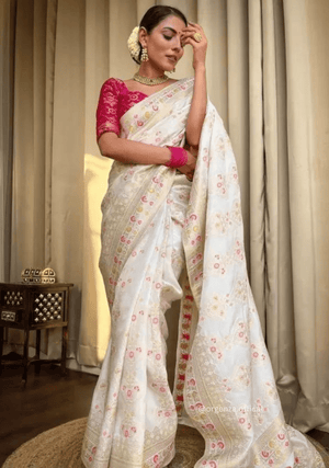 Lichi Silk Saree With Jacquard Zari Work - Orgenza Store - digisoch