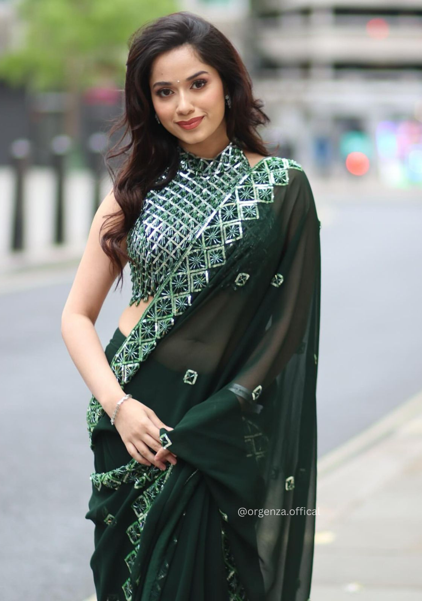 Bottle Green Rangoli Silk Saree With Sequence Embroidery Work
