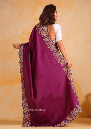 Tussar Satin Silk Saree With Embroidery Viscos Thread Work - Orgenza Store - digisoch