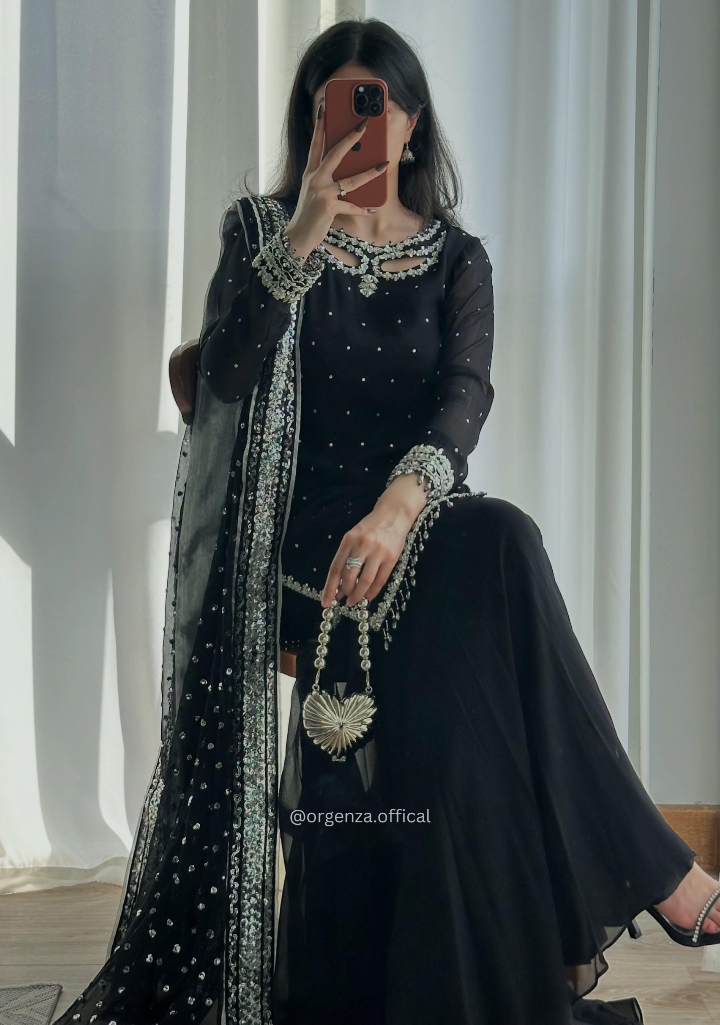 Heavy Faux Georgette Embroidered Kurta Palazzo Set