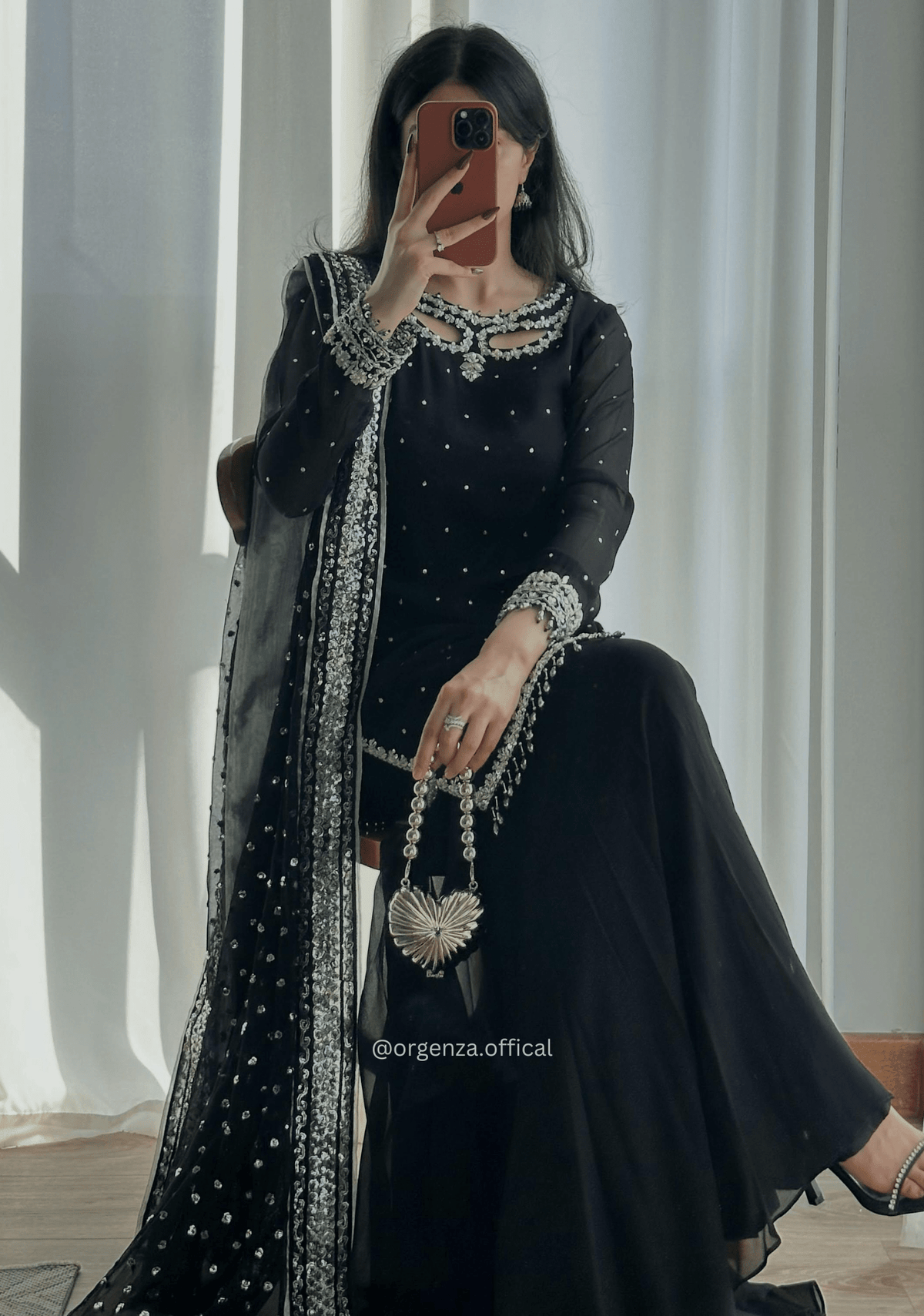 Heavy Faux Georgette Embroidered Kurta Palazzo Set