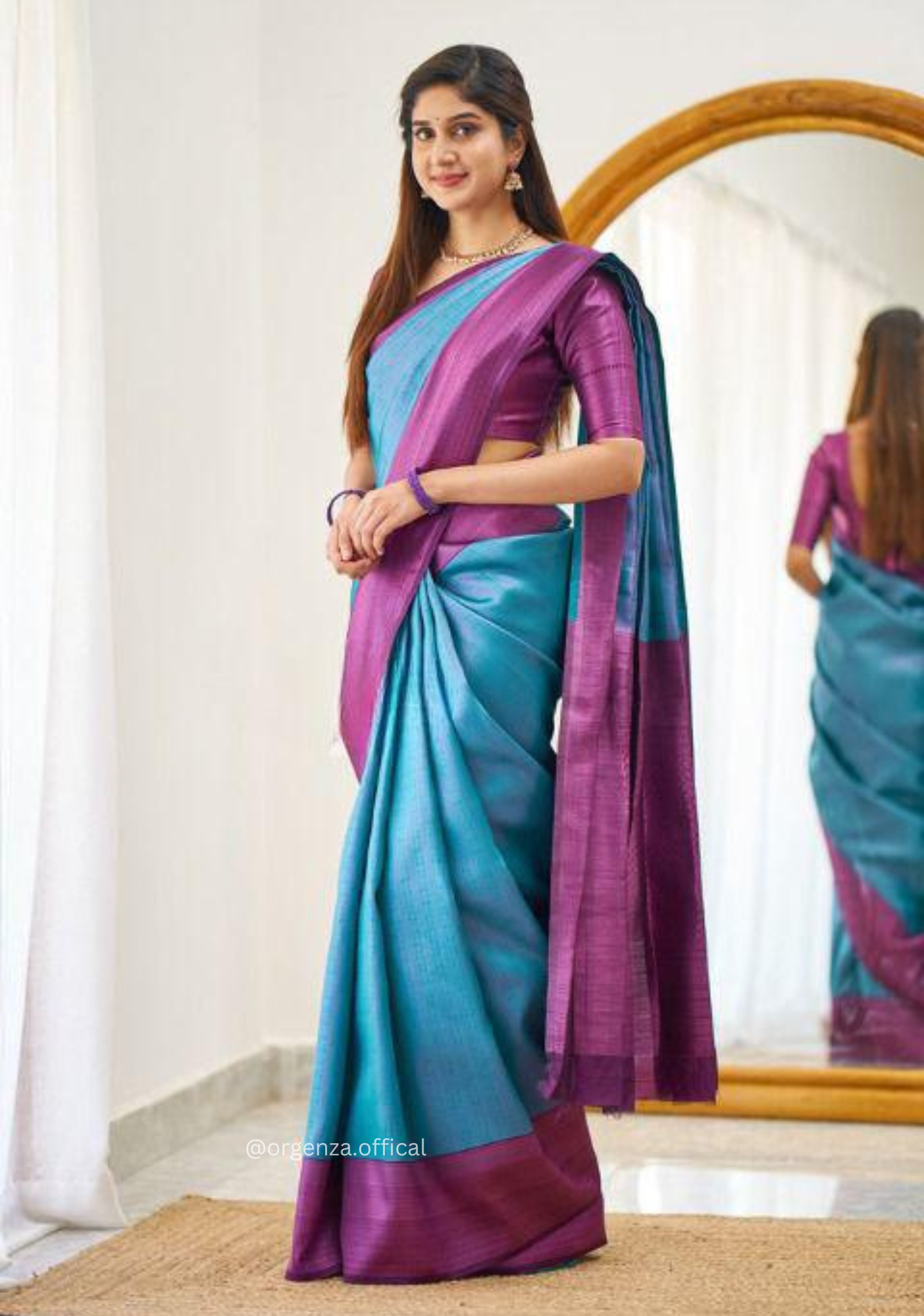 C Blue Colour Lichi Silk Saree With Jacquard Zari Work