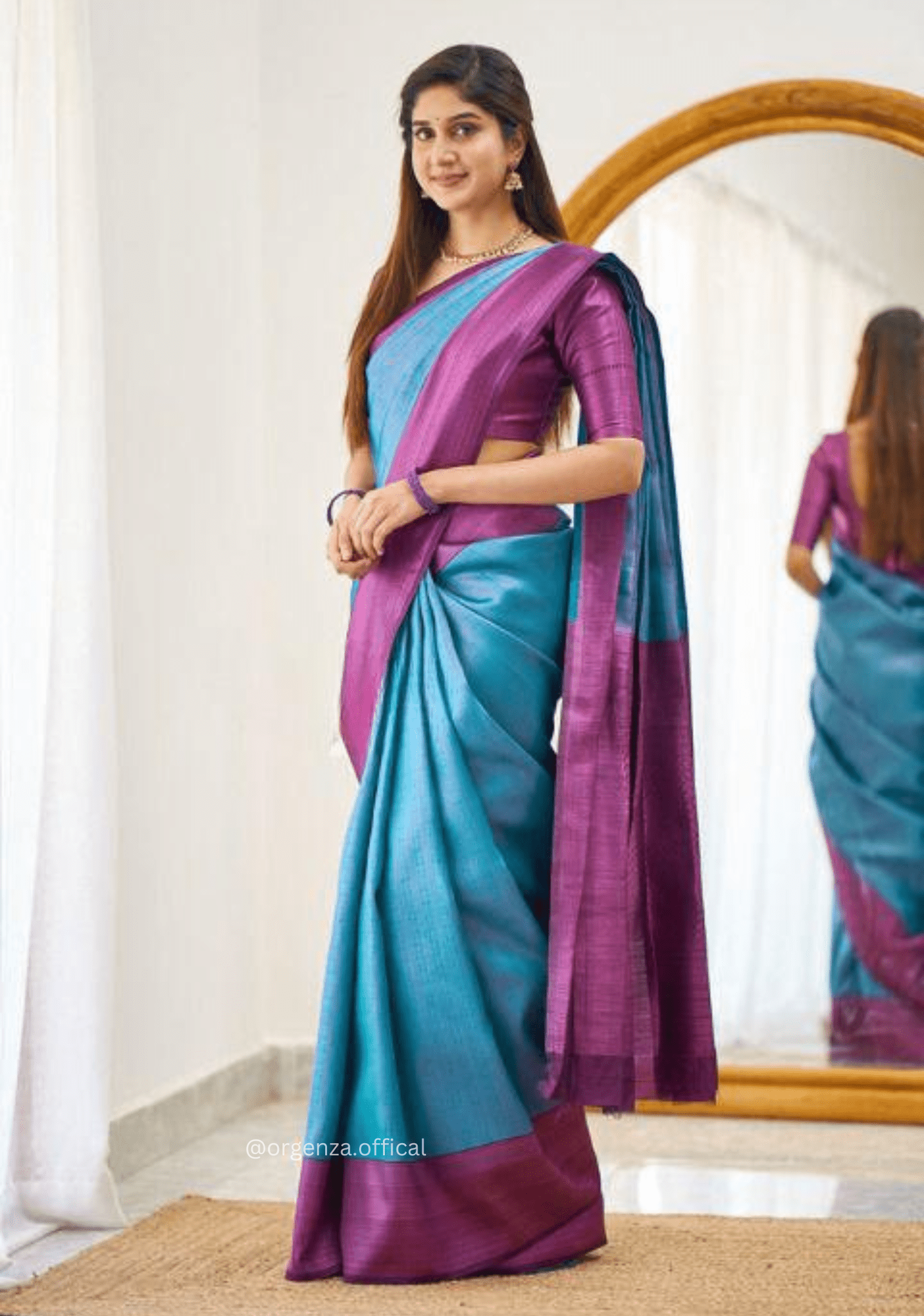 C Blue Colour Lichi Silk Saree With Jacquard Zari Work