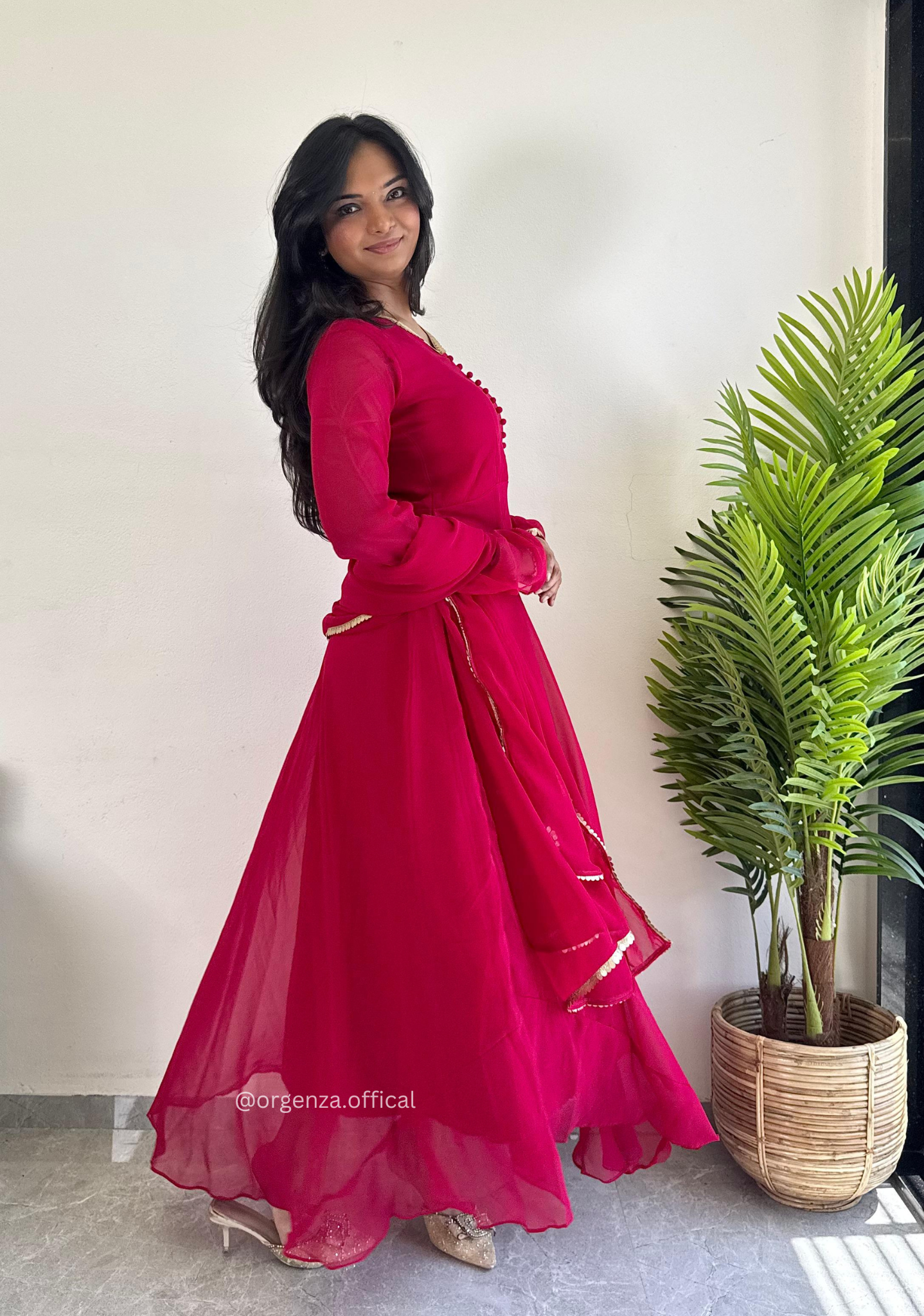 Pink Colour Pure Georgette Gown - Orgenza Store