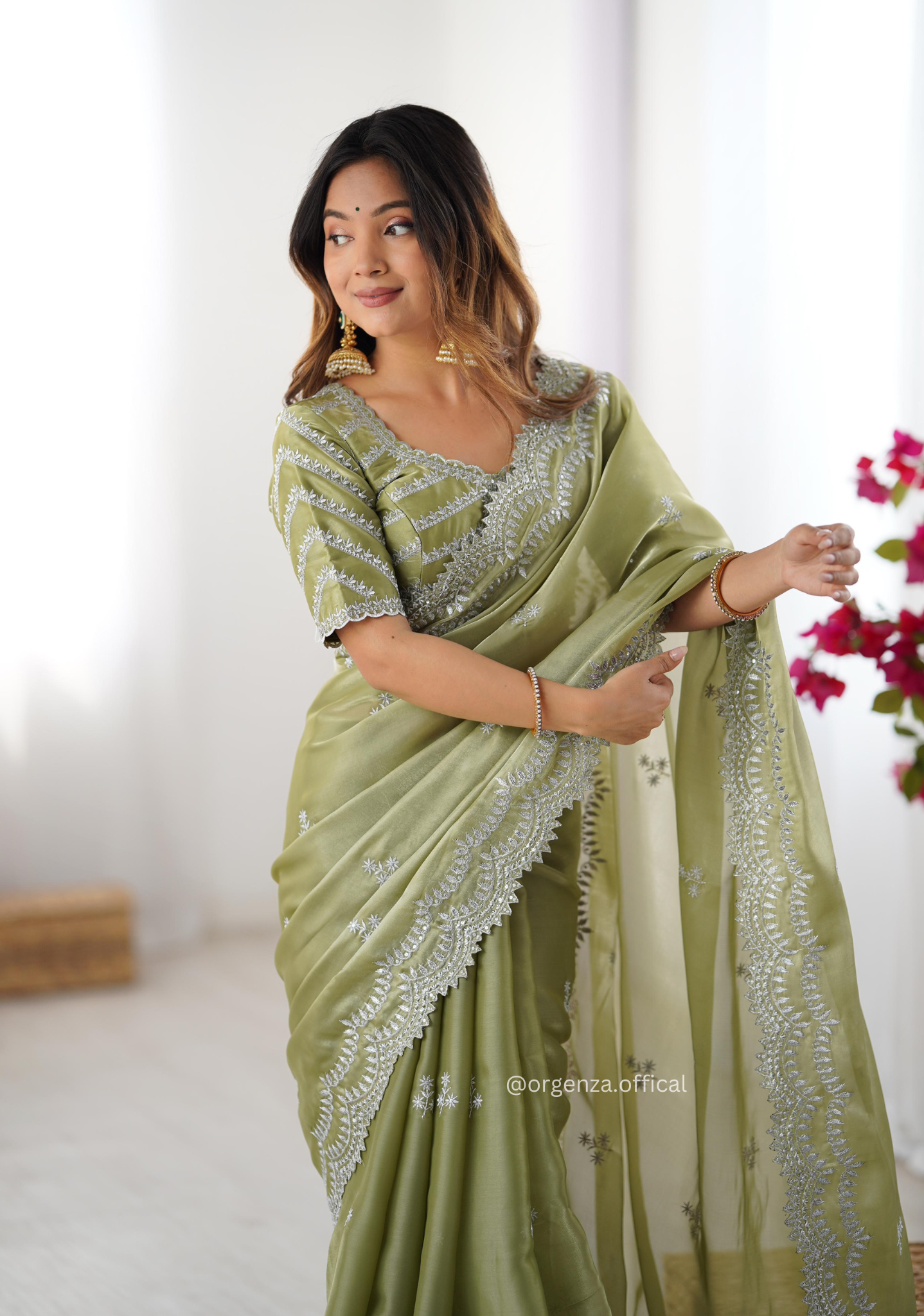 Soft jimmy Choo Silk Saree With Sequence Work - Orgenza Store