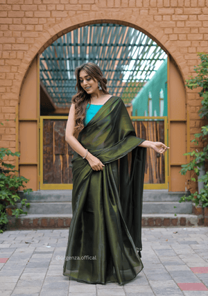 Plain Mehndi Green Colour Jimmy Choo Saree - Orgenza Store - digisoch