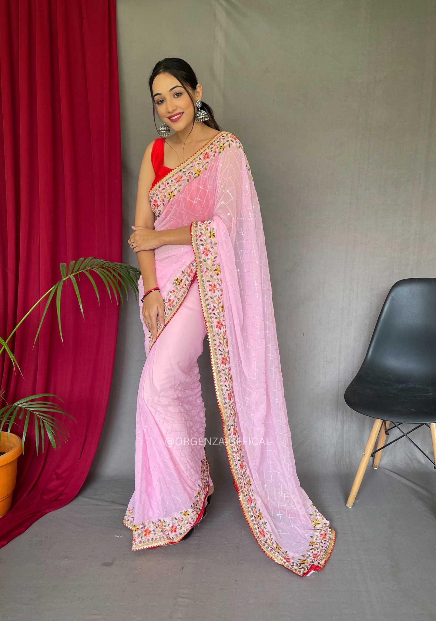 Pure Georgette Saree With Embroidery work - Orgenza Store