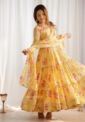 Pure Georgette Silk Floral Print Kurtis With Dupatta Set - Orgenza Store - digisoch