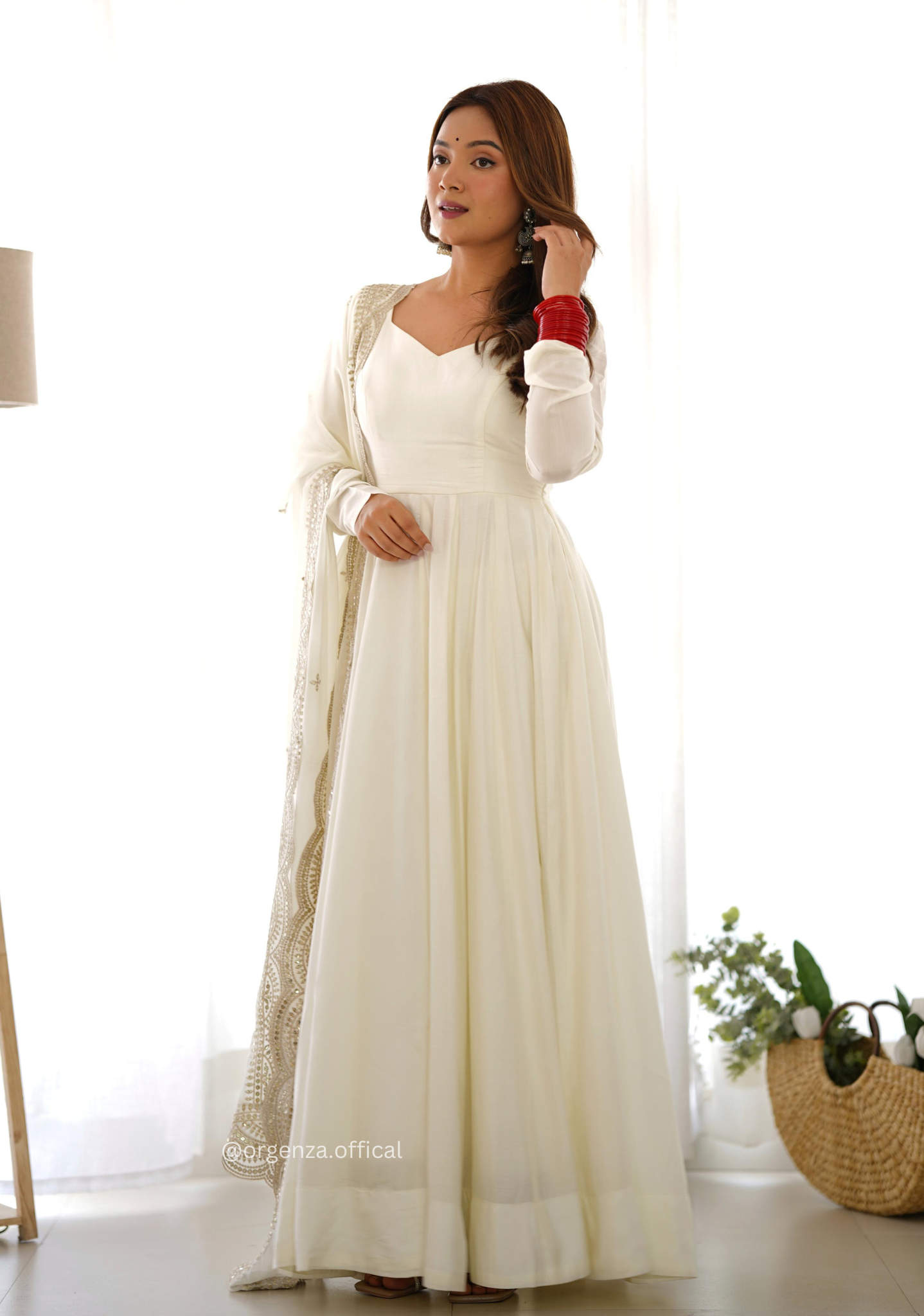 Roman Silk Chanderi Plain Anarkali Kurti - Orgenza Store