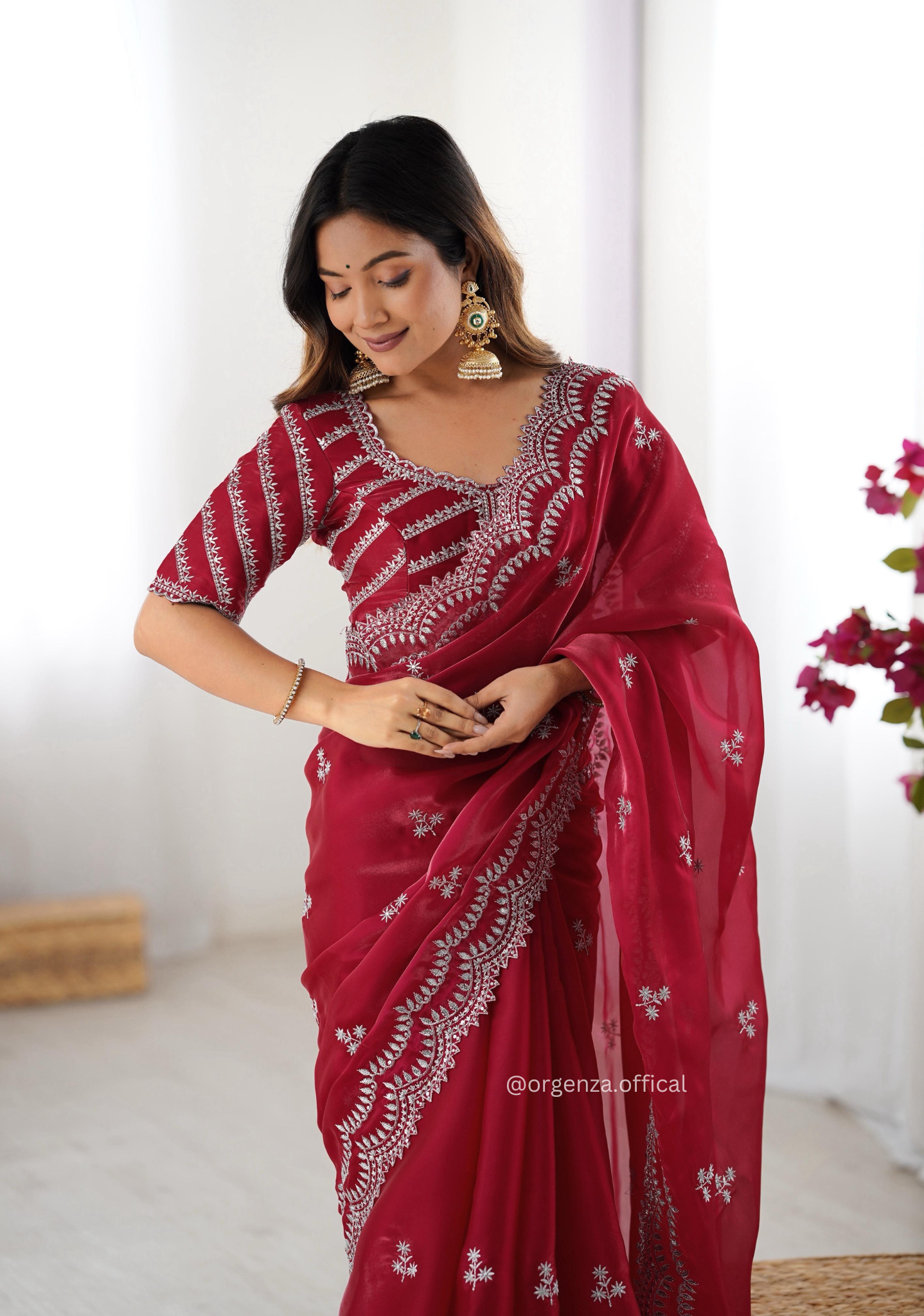 Soft jimmy Choo Silk Saree With Sequence Work - Orgenza Store