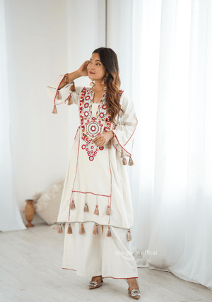 White Colour Premium Designer Co - ord Set - Orgenza Store - digisoch