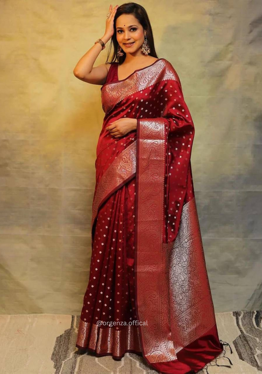 Lichi Silk Saree With Jacquard Zari Work