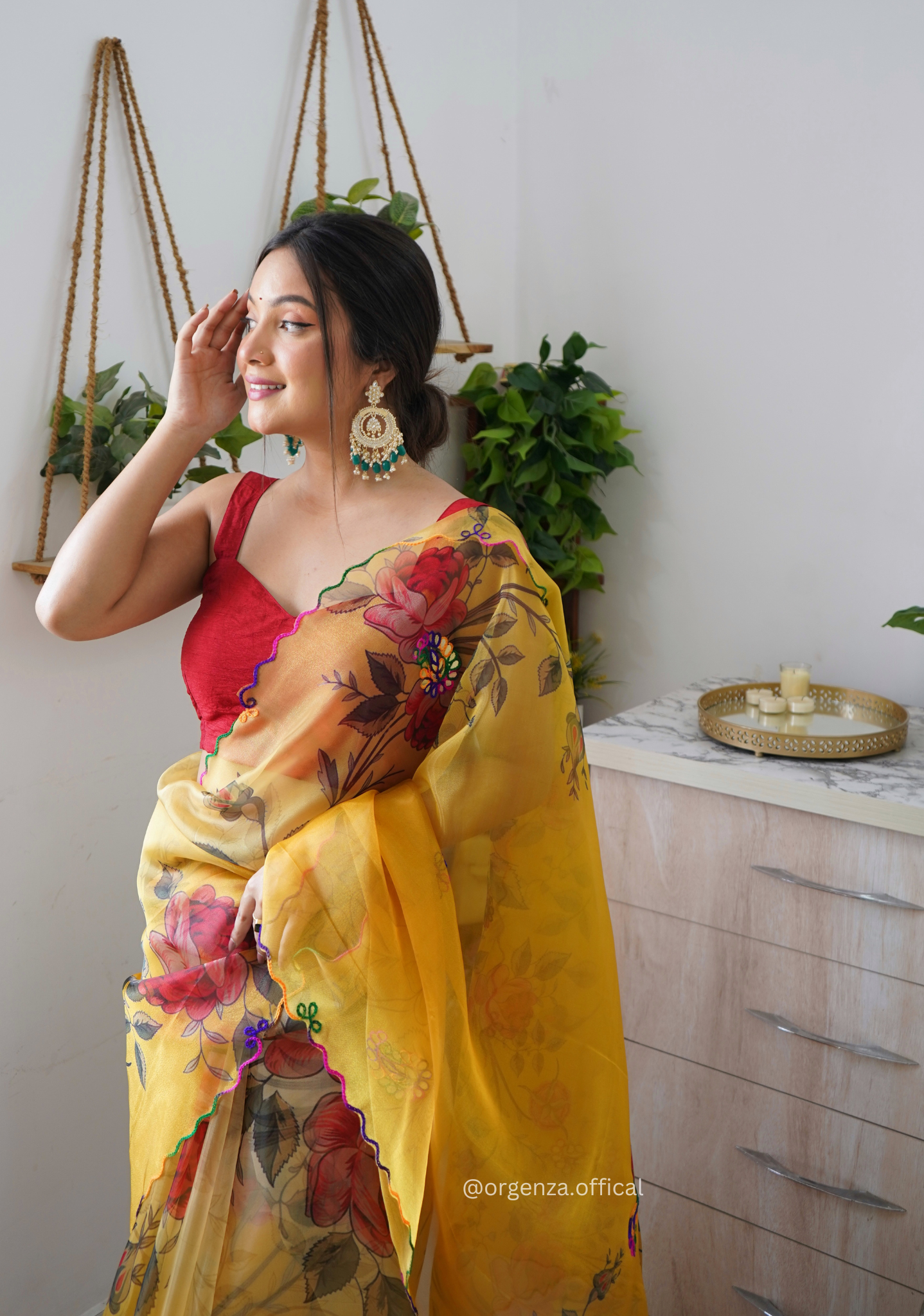 Orgenza Saree With Multi Colour Gotta Work