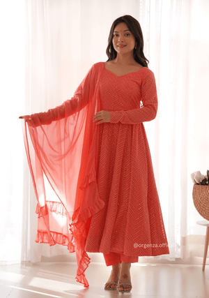 Georgette Silk Lukhnowi Sequence Work Anarkali - Orgenza Store - digisoch