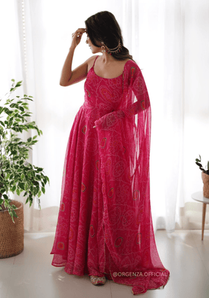 Pure Chiffon Bandhani Gown - Orgenza Store - digisoch