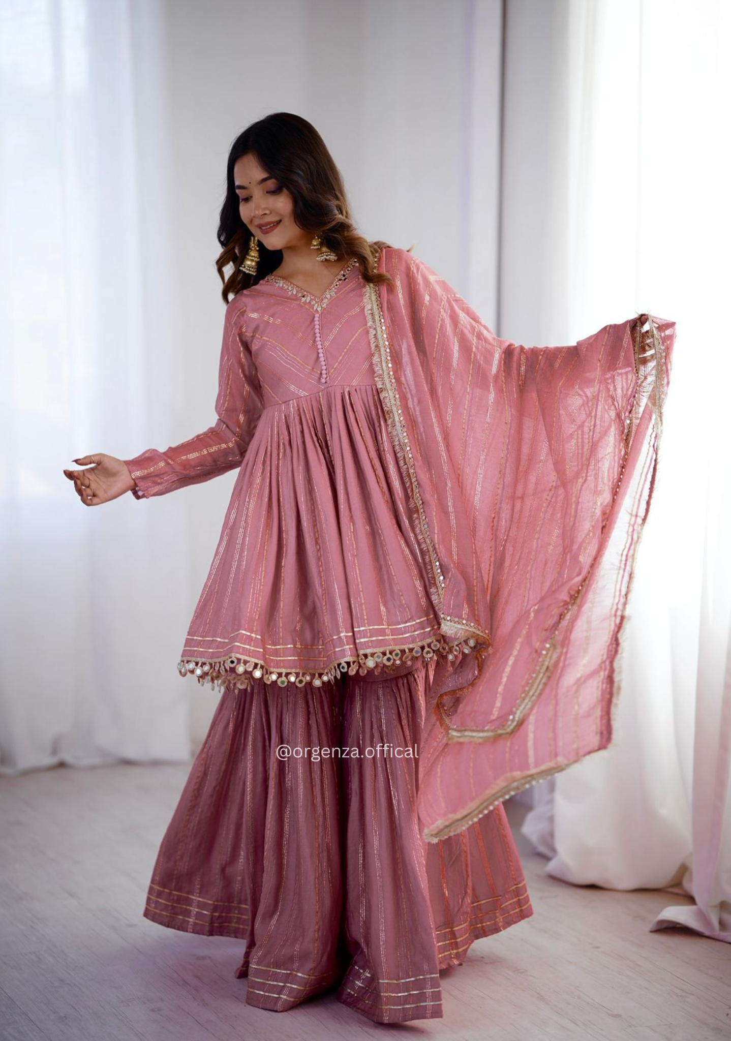 Mal Chanderi Mirror Work Sharara Set for Women