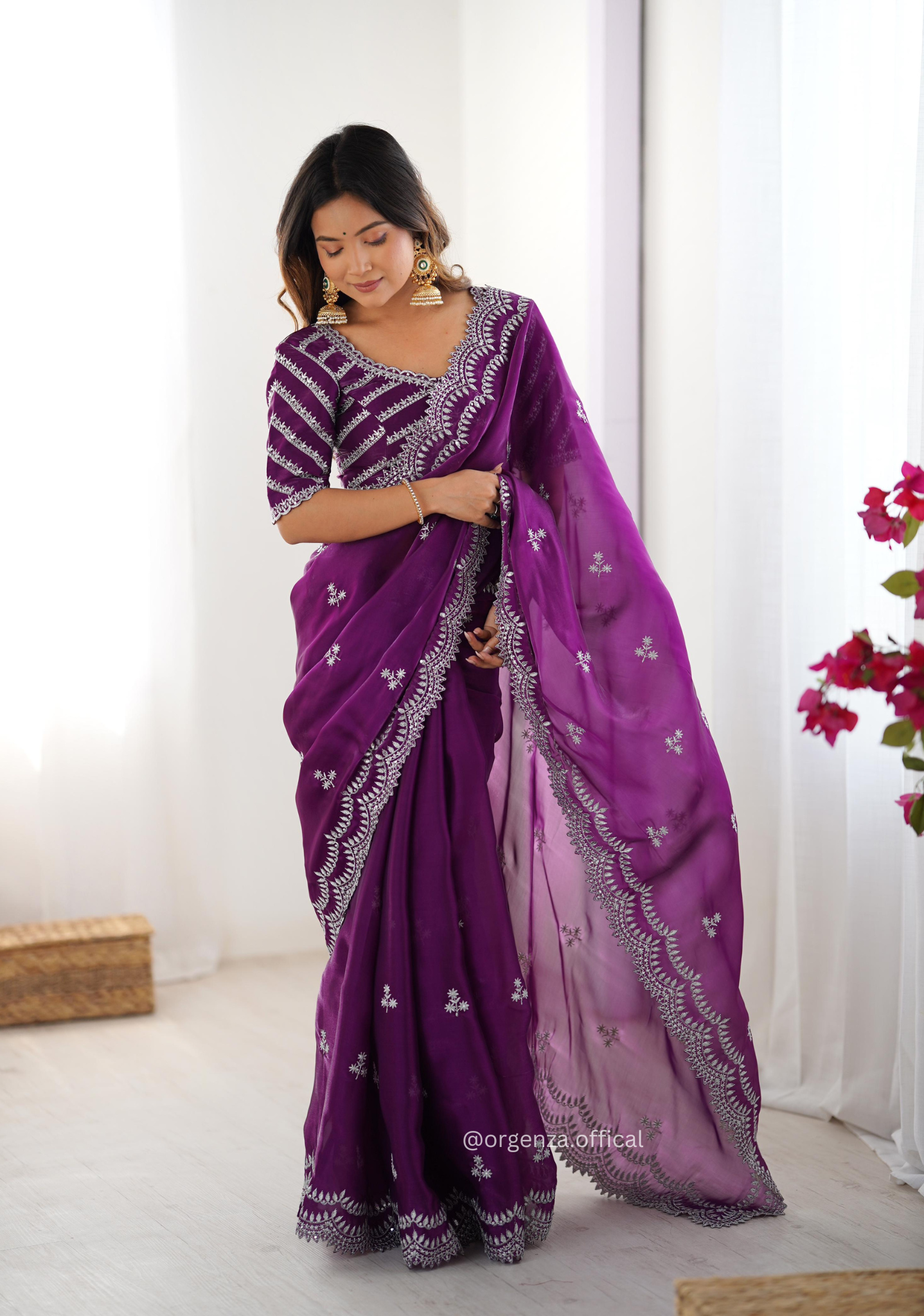Soft jimmy Choo Silk Saree With Sequence Work - Orgenza Store