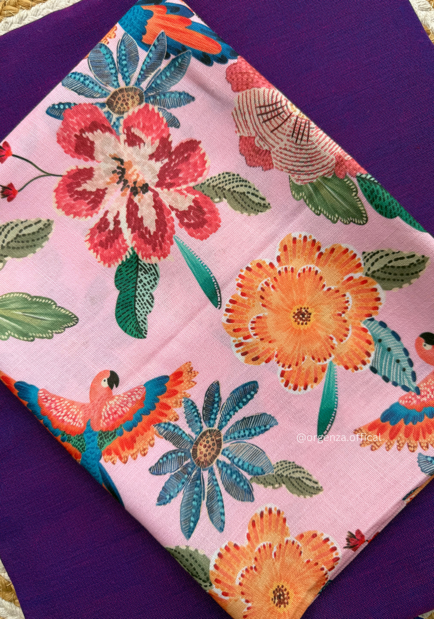 Purple Colour Cotton Saree With Flower Print Blouse