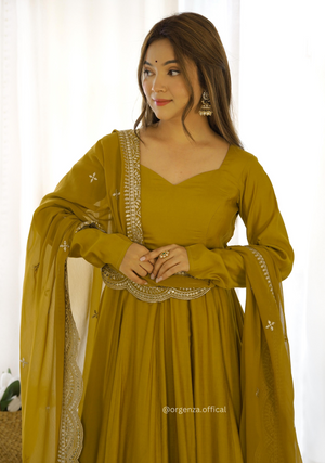 Roman Silk Chanderi Plain Anarkali Kurti - Orgenza Store
