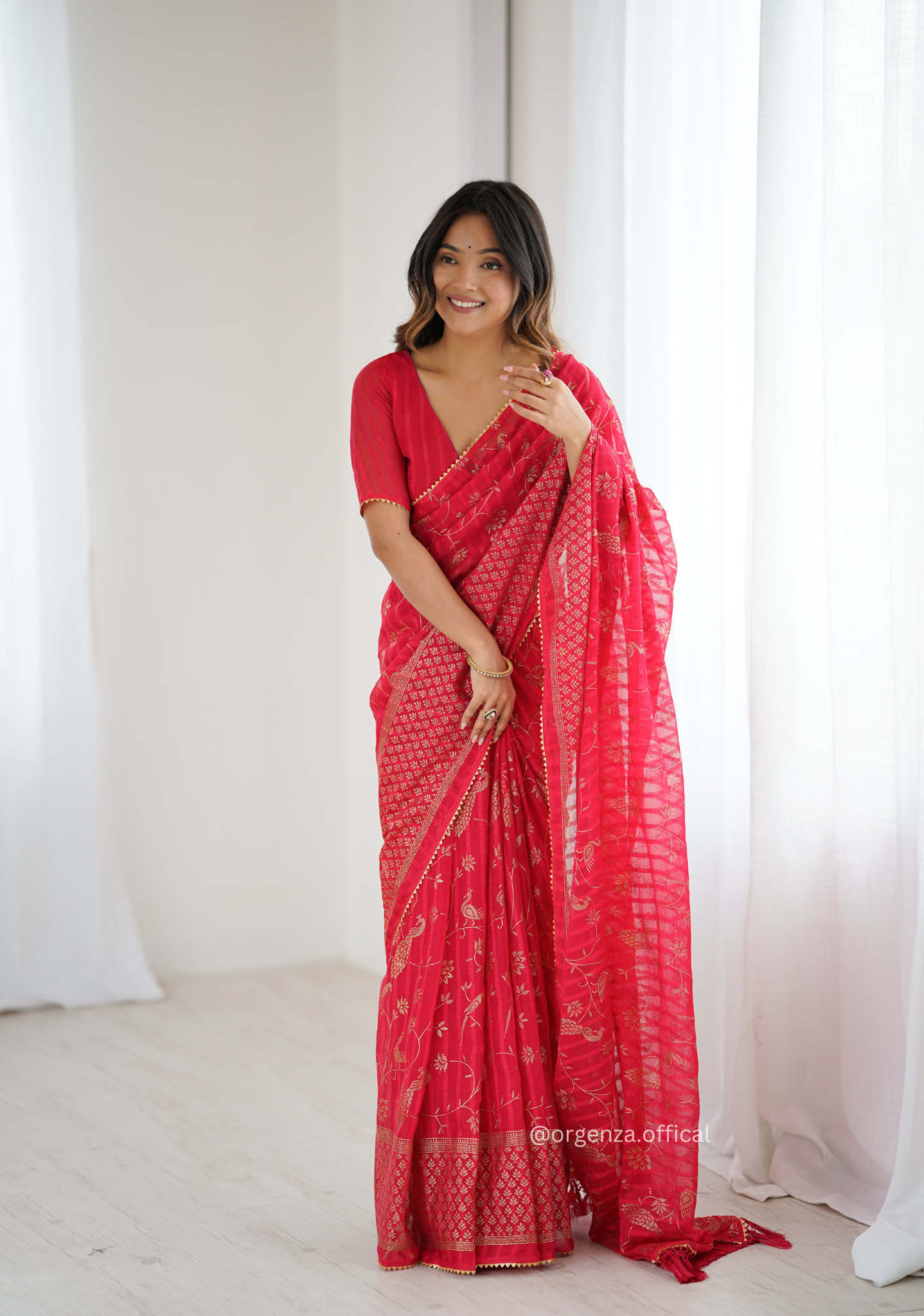 Red Colour Georgette Silk Saree