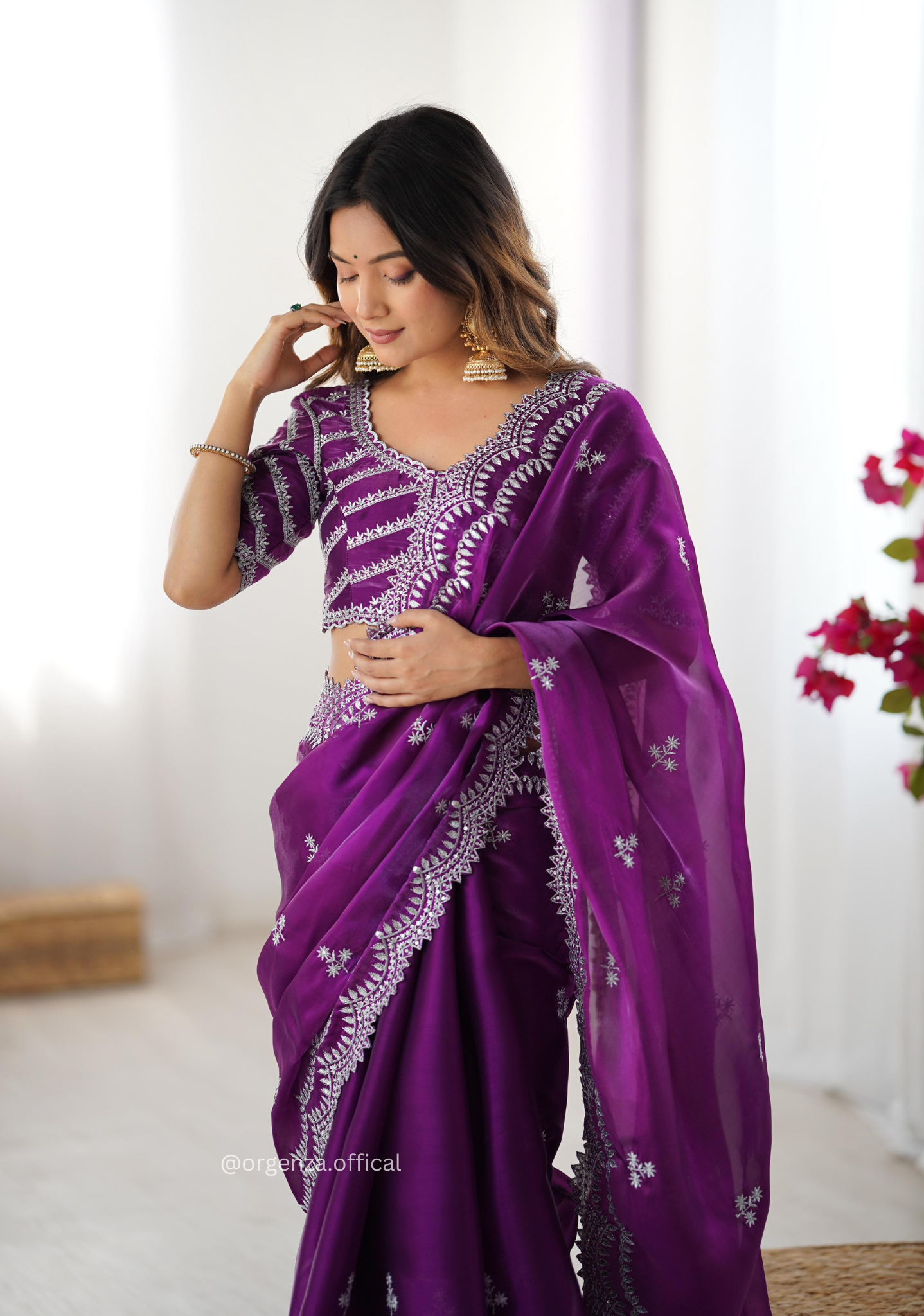 Soft jimmy Choo Silk Saree With Sequence Work - Orgenza Store