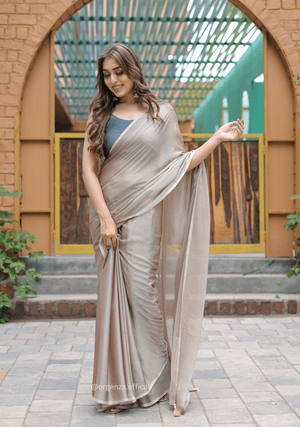 Plain Light Brown Colour Lining Sitara Georgette Saree - Orgenza Store - digisoch