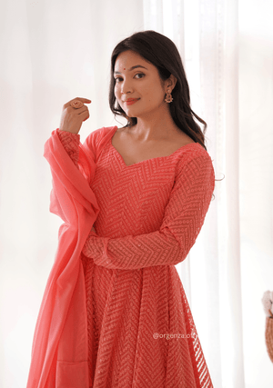 Georgette Silk Lukhnowi Sequence Work Anarkali - Orgenza Store - digisoch