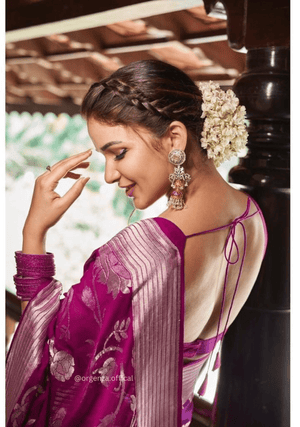 Lichi Silk Saree With Jacquard Zari Work - Orgenza Store - digisoch