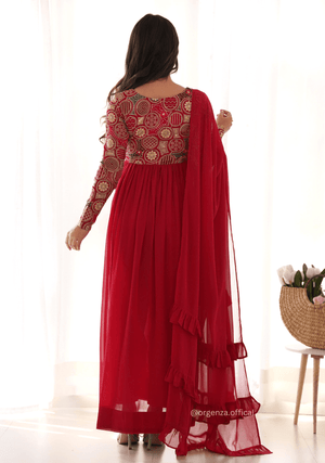 Red Colour Georgette Kurta Set - Orgenza Store - digisoch