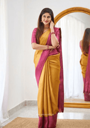 Haldi Yellow Colour Lichi Silk Saree With Jacquard Zari Work - Orgenza Store - digisoch