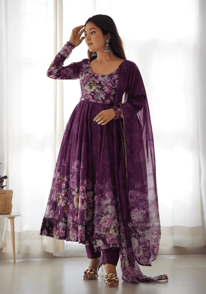 Floral Organza Silk Anarkali Kurtis - Orgenza Store - digisoch
