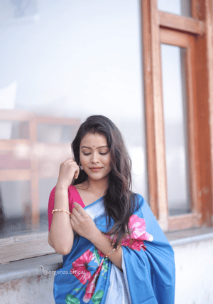 Tussur Satin Silk Saree With Triangle Print - Orgenza Store - digisoch