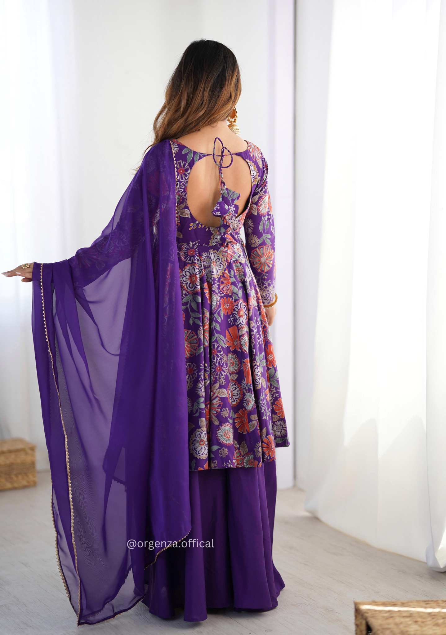 Roman Silk Chanderi Fabric Kediya Kurta With Palazzo Set