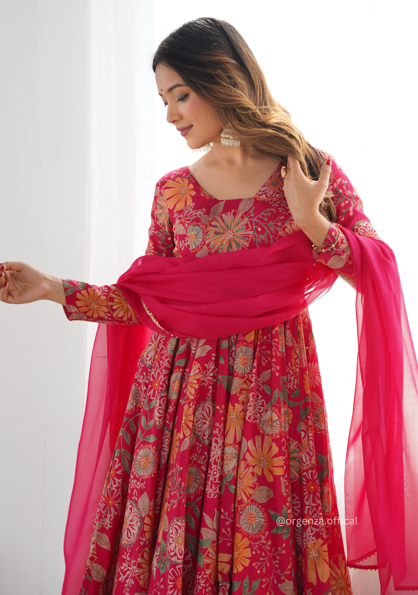 Roman Silk Chanderi Fabric Kediya Kurta With Palazzo Set - Orgenza Store