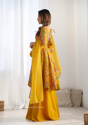 Roman Silk Chanderi Fabric Kediya Kurta With Palazzo Set - Orgenza Store