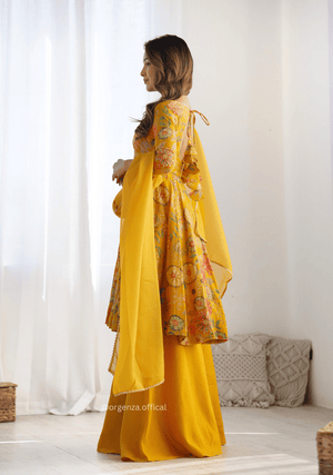 Roman Silk Chanderi Fabric Kediya Kurta With Palazzo Set - Orgenza Store - digisoch